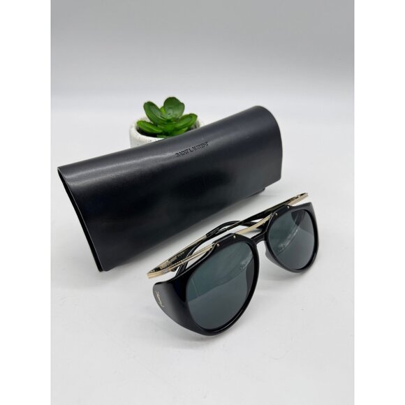 SAINT LAURENT Amelia women's sunglasses + case Black/Gold 55mm SL M137 - Picture 16 of 16